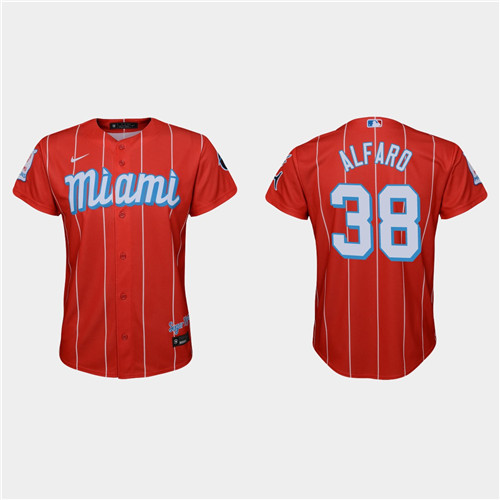 Miami Marlins #38 Jorge Alfaro Youth Nike 2021 City Connect Authentic MLB Jersey Red