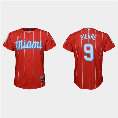 Miami Marlins #9 Juan Pierre Youth Nike 2021 City Connect Authentic MLB Jersey Red