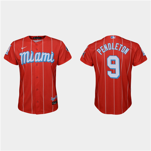 Miami Marlins #9 Terry Pendleton Youth Nike 2021 City Connect Authentic MLB Jersey Red