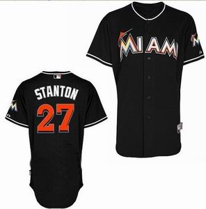 Miami Marlins 27 Mike Stanton black Cool Base Jersey