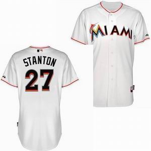 Miami Marlins 27 Mike Stanton white Cool Base Jersey