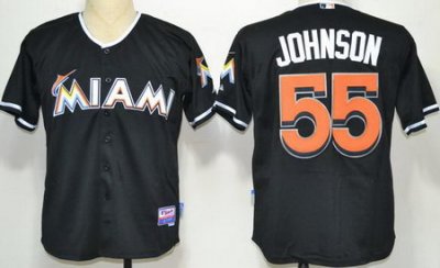 Miami Marlins 55 Johnson Black 2012 Cool Base MLB Jerseys