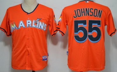 Miami Marlins 55 Johnson Orange 2012 Cool Base MLB Jerseys