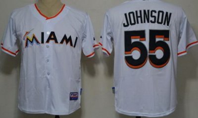 Miami Marlins 55 Johnson White 2012 Cool Base MLB Jerseys