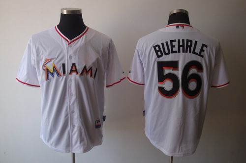 Miami Marlins 56# Mark Buehrle white jerseys