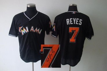 Miami Marlins 7 Jose Reyes black Cool Base Signed Jersey