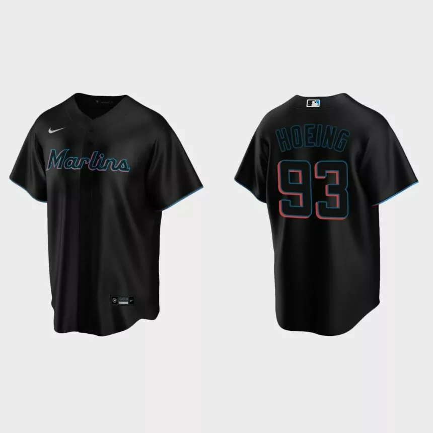 Miami Marlins Bryan Hoeing Replica Alternate Jersey – Black