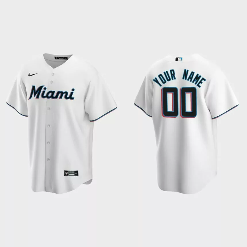 Miami Marlins Custom Replica Home Jersey – White