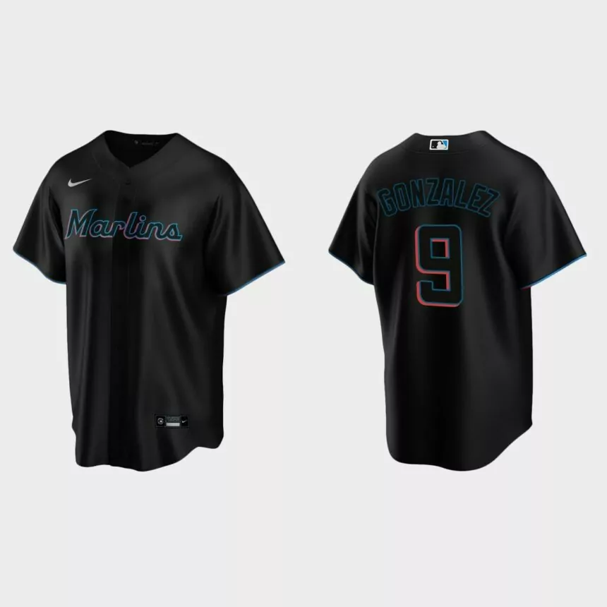 Miami Marlins Erik Gonzalez Replica Alternate Jersey – Black