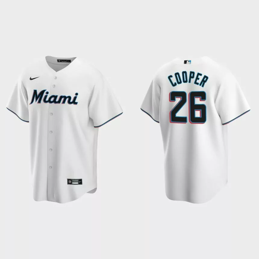 Miami Marlins Garrett Cooper Replica Home Jersey – White