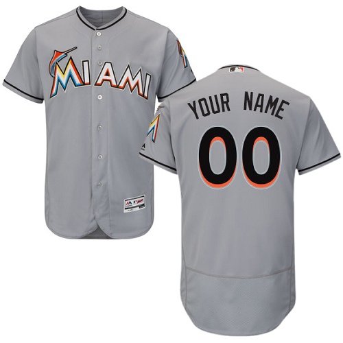 Miami Marlins Gray Men's Customized Flexbase Jersey