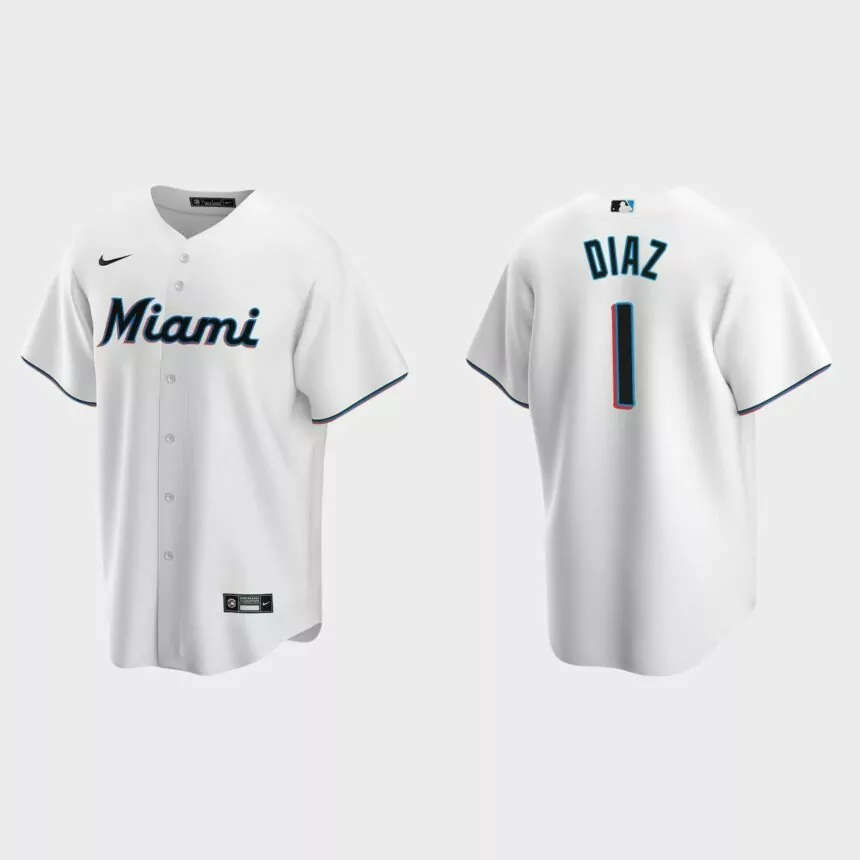 Miami Marlins Isan Diaz Replica Home Jersey – White