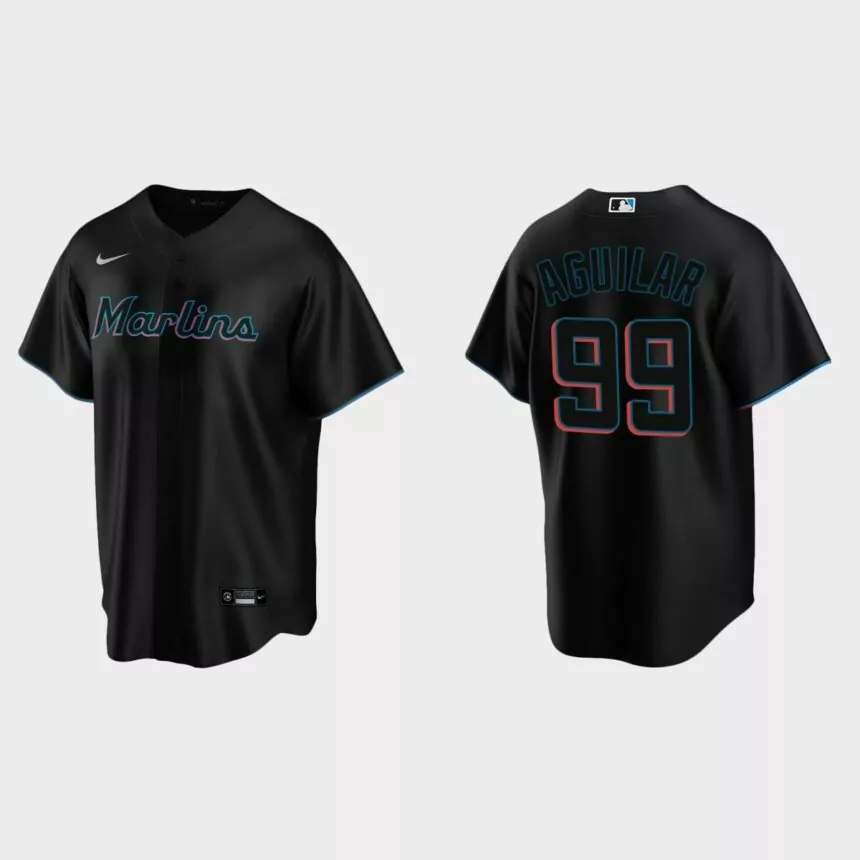 Miami Marlins Jesus Aguilar Replica Alternate Jersey – Black