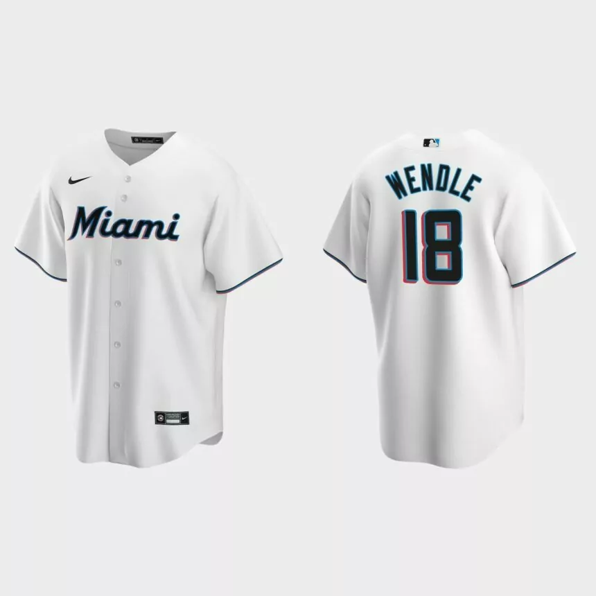 Miami Marlins Joe Wendle Replica Home Jersey – White