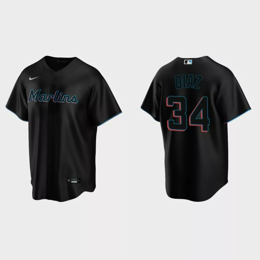 Miami Marlins Lewin Diaz Replica Alternate Jersey – Black