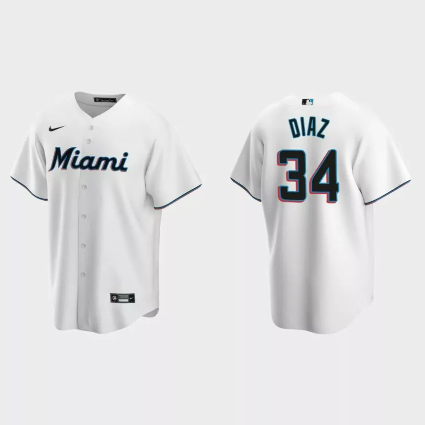 Miami Marlins Lewin Diaz Replica Jersey – White
