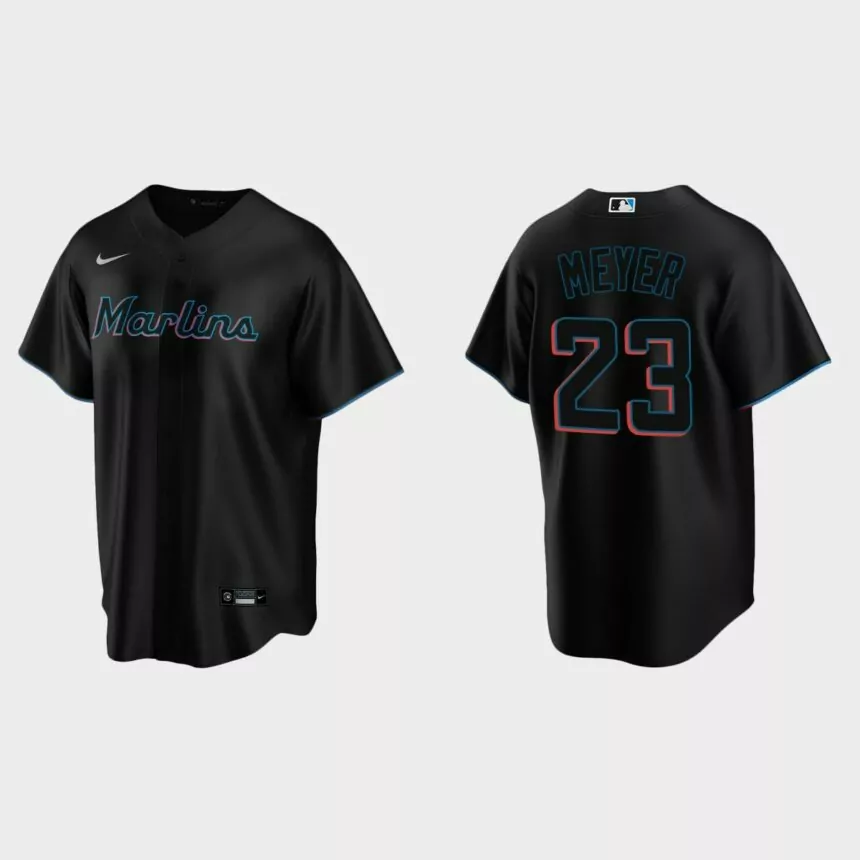 Miami Marlins Max Meyer Replica Alternate Jersey – Black