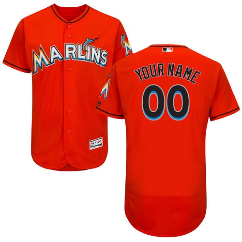 Miami Marlins Orange Men's Customized Flexbase Jersey