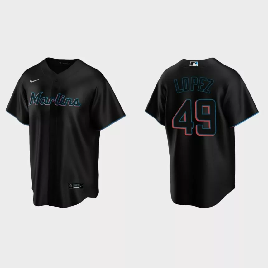Miami Marlins Pablo Lopez Replica Alternate Jersey – Black