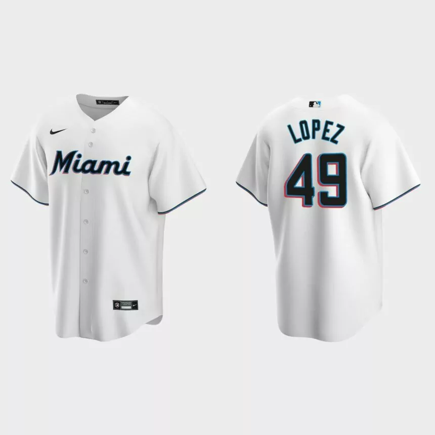 Miami Marlins Pablo Lopez Replica Home Jersey – White