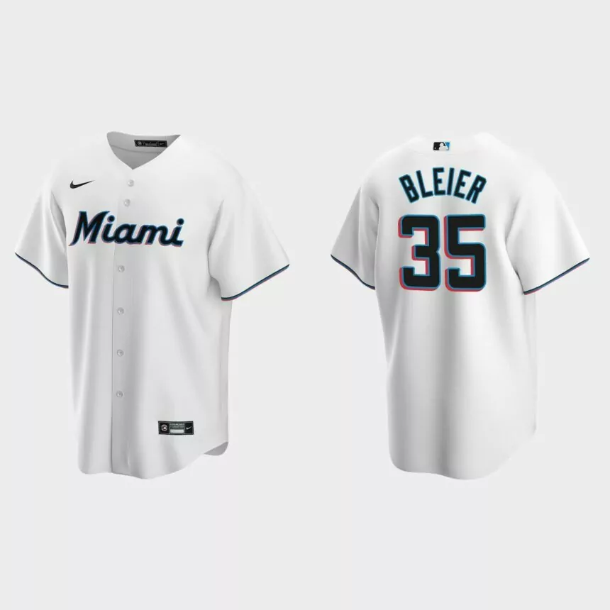 Miami Marlins Richard Bleier Replica Home Jersey – White