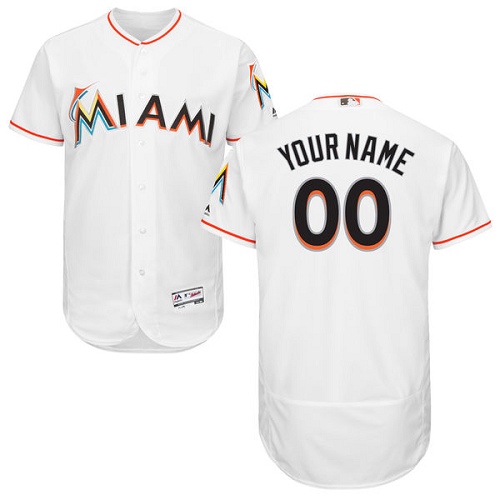 Miami Marlins White Men's Customized Flexbase Jersey