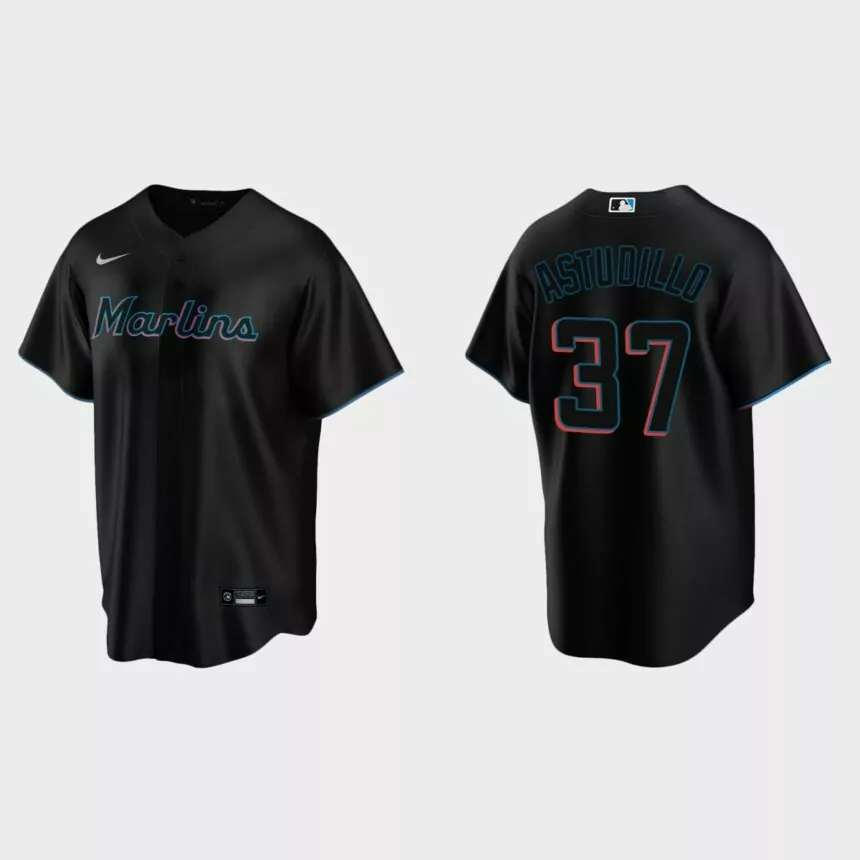 Miami Marlins Willians Astudillo Replica Alternate Jersey – Black