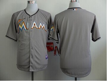 Miami Marlins marlins Blank Grey Cool Base Stitched Baseball Jersey