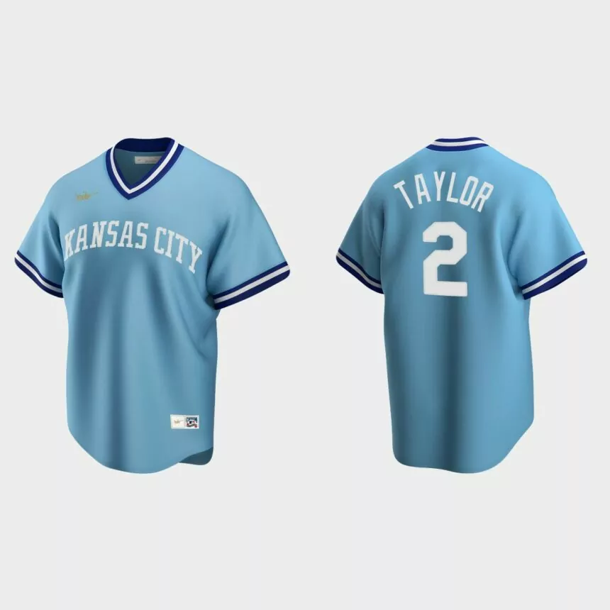 Michael A. Taylor #2 Kansas City Royals Cooperstown Collection Road Jersey – Light Blue