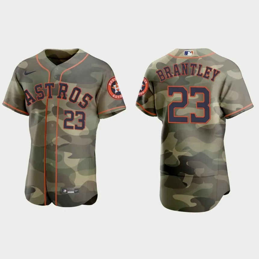 Michael Brantley Houston Astros 2021 National Armed Forces Day Authentic Jersey – Camo