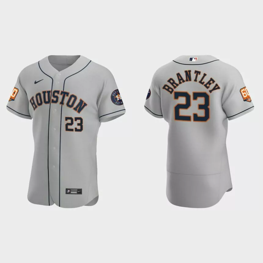 Michael Brantley Houston Astros 60th Anniversary Authentic Jersey – Gray