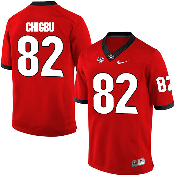 Michael Chigbu Georgia Bulldogs Men's Jersey - #82 NCAA Red Limited Home