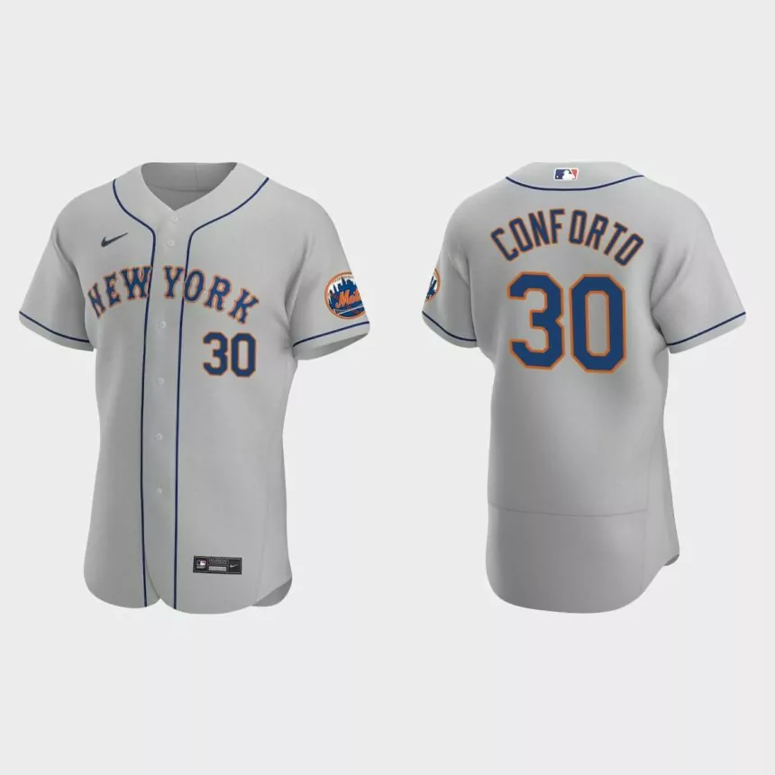 Michael Conforto #30 New York Mets 2020 Road Authentic Jersey – Gray