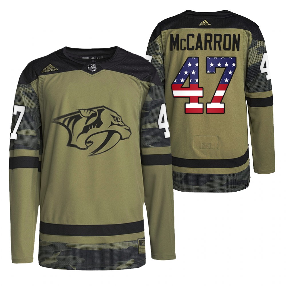 Michael McCarron Predators Military Appreciation Jersey Camo Practice