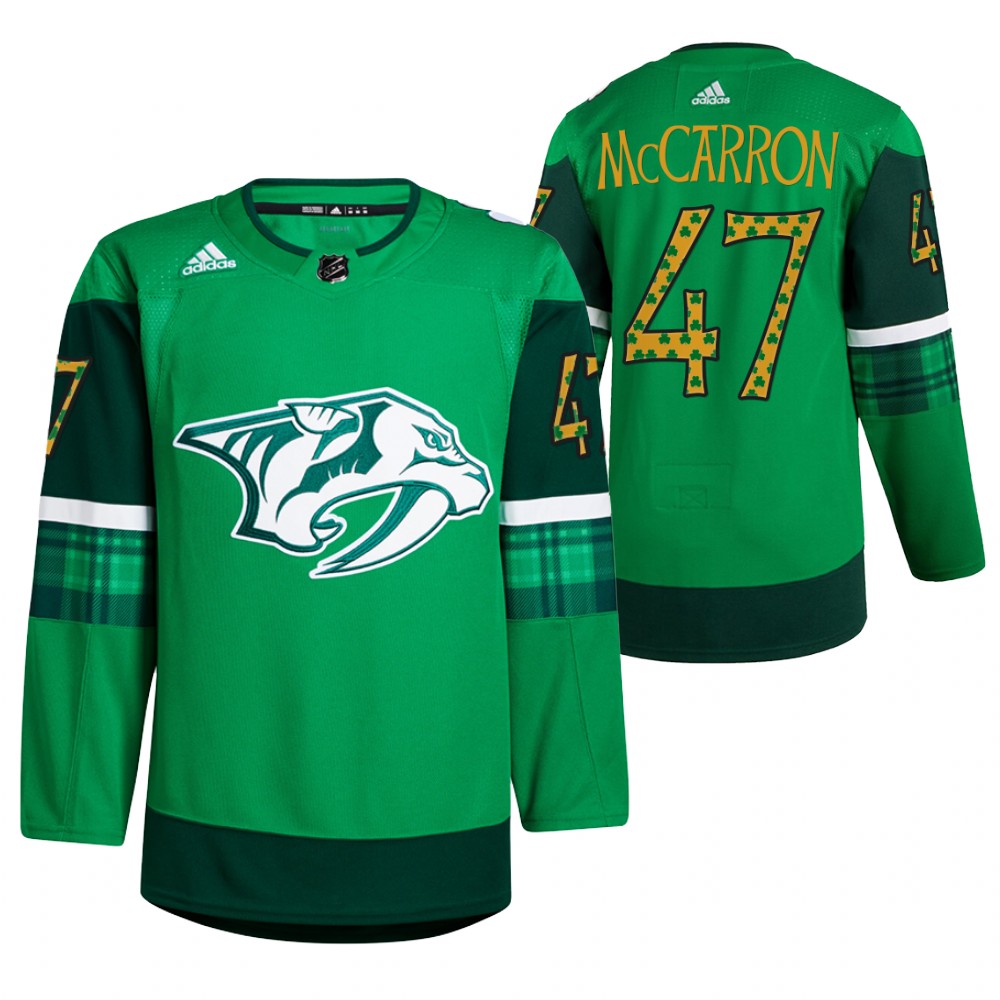 Michael McCarron Predators St. Patricks Day Jersey Green Warm-Up