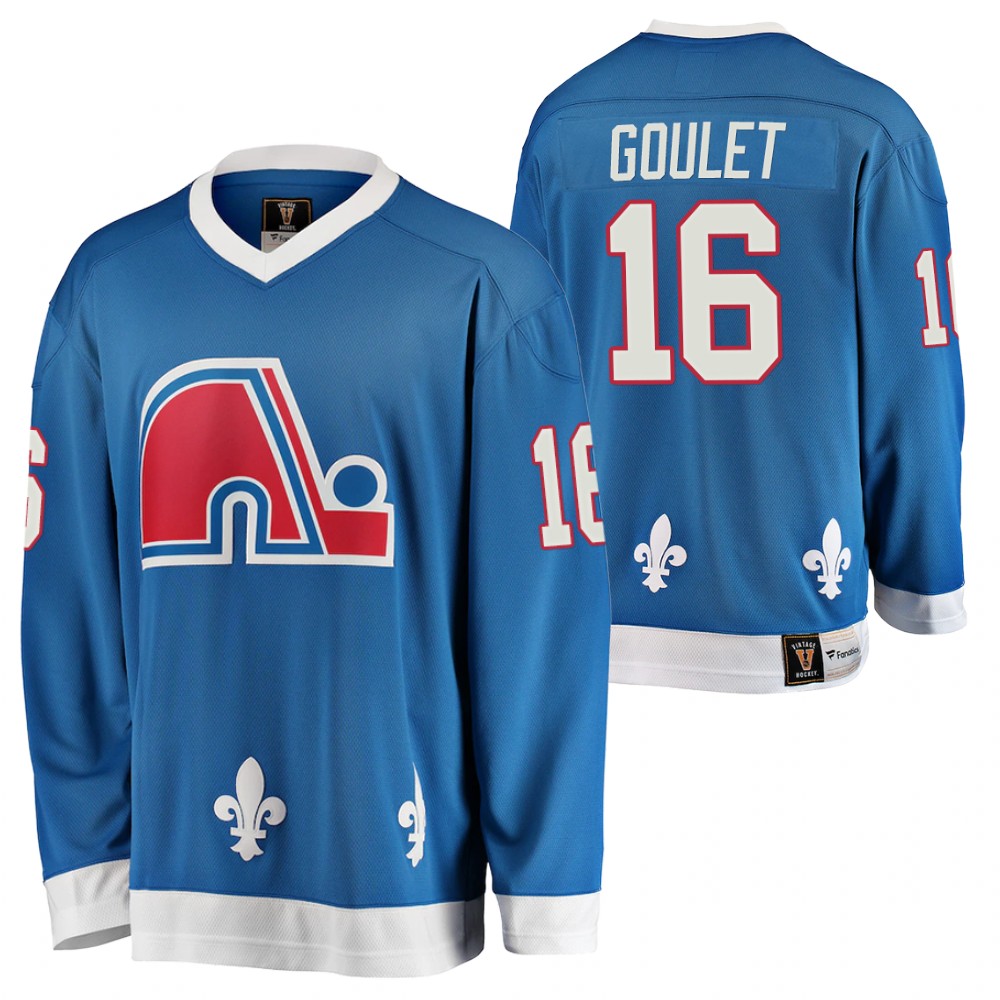 Michel Goulet Quebec Nordiques Heritage Vintage Jersey Blue
