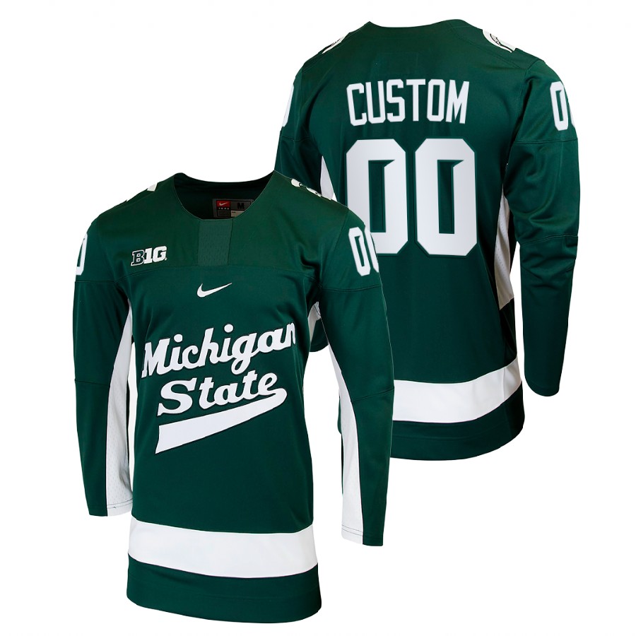 Michigan State Spartans Custom College Hockey Green Jersey