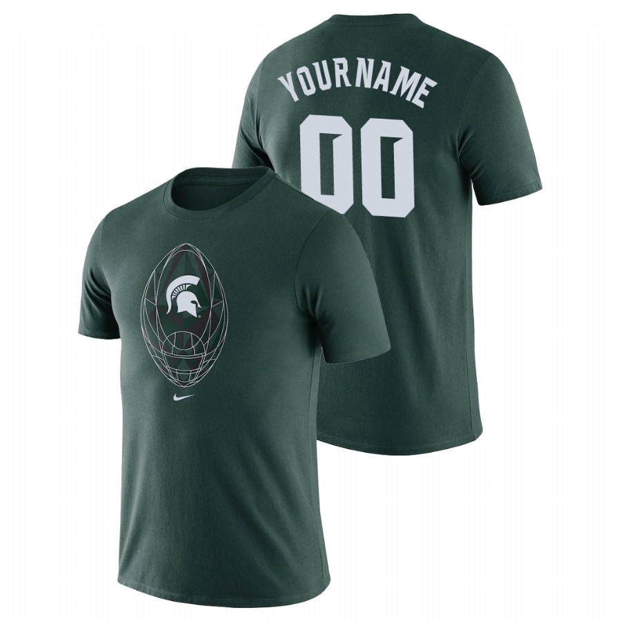 Michigan State Spartans Custom Green Football Icon T-Shirt