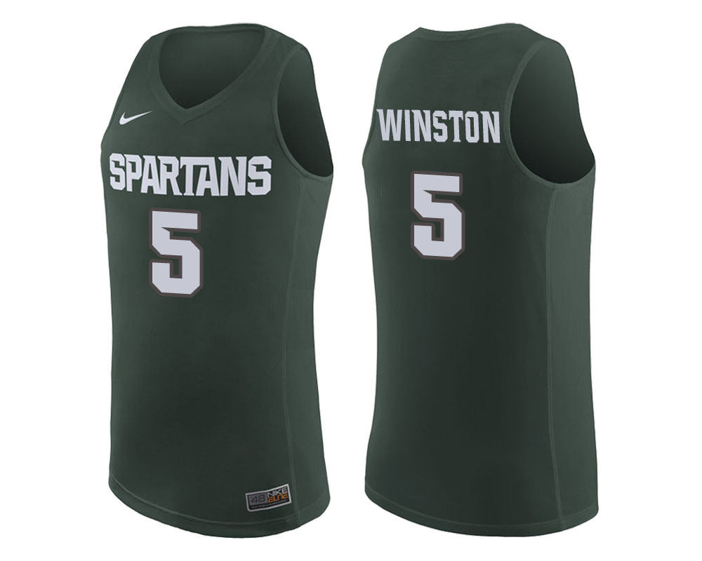 Michigan State Spartans Green Cassius Winston College Basketball Jersey