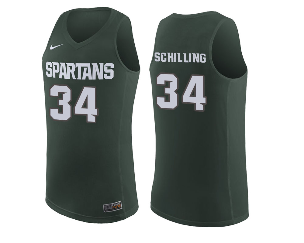 Michigan State Spartans Green Gavin Schilling College Basketball Jersey