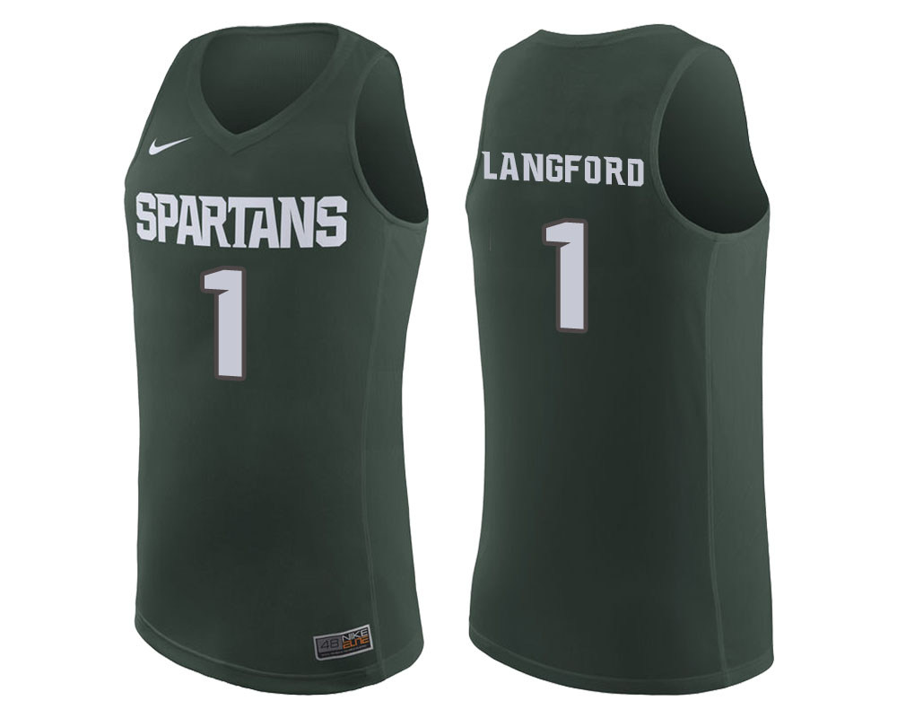 Michigan State Spartans Green Joshua Langford College Basketball Jersey