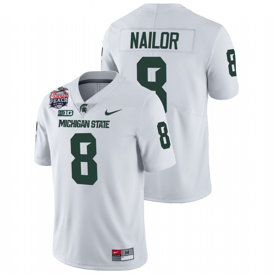 Michigan State Spartans Jalen Nailor 2021 Peach Bowl White Jersey 