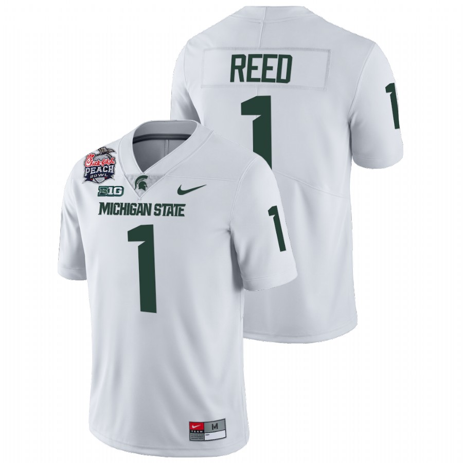 Michigan State Spartans Jayden Reed 2021 Peach Bowl White Jersey