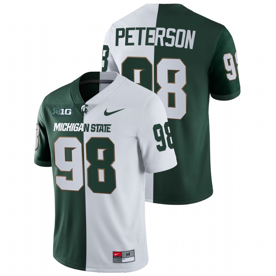 Michigan State Spartans Julian Peterson Split Edition White Green Jersey 