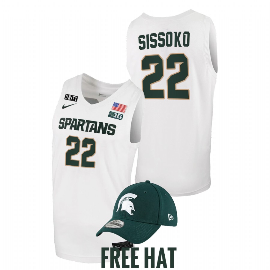 Michigan State Spartans Mady Sissoko College Basketball White Free Hat Jersey