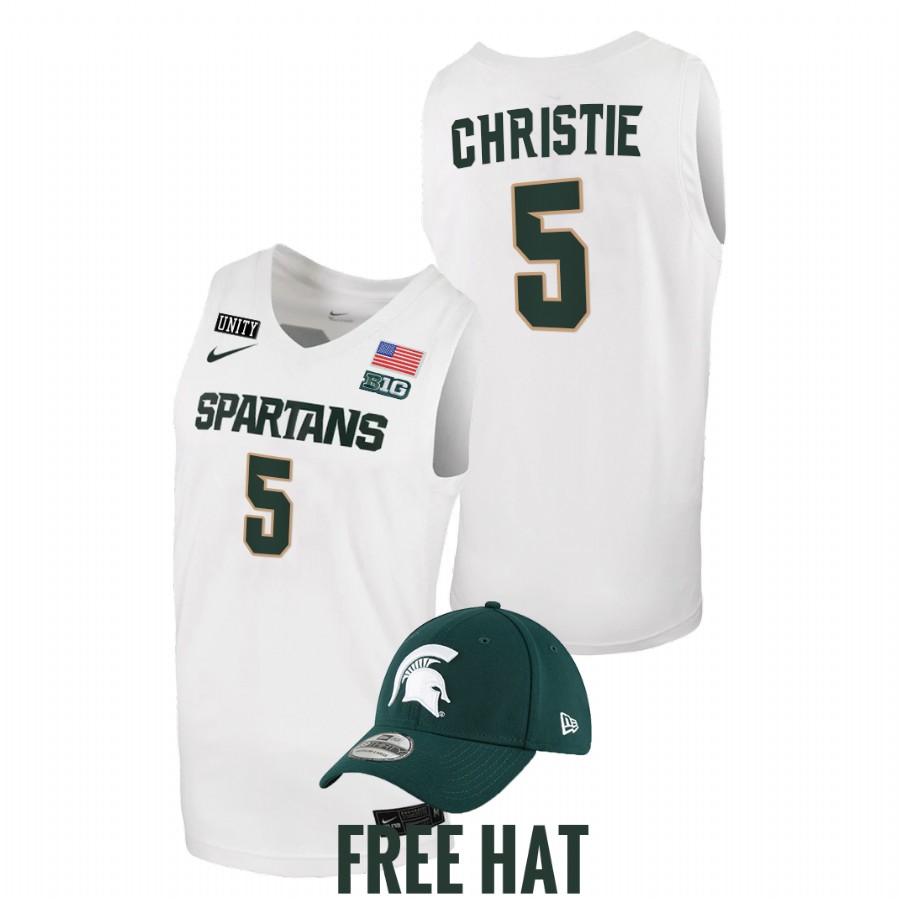 Michigan State Spartans Max Christie College Basketball White Free Hat Jersey
