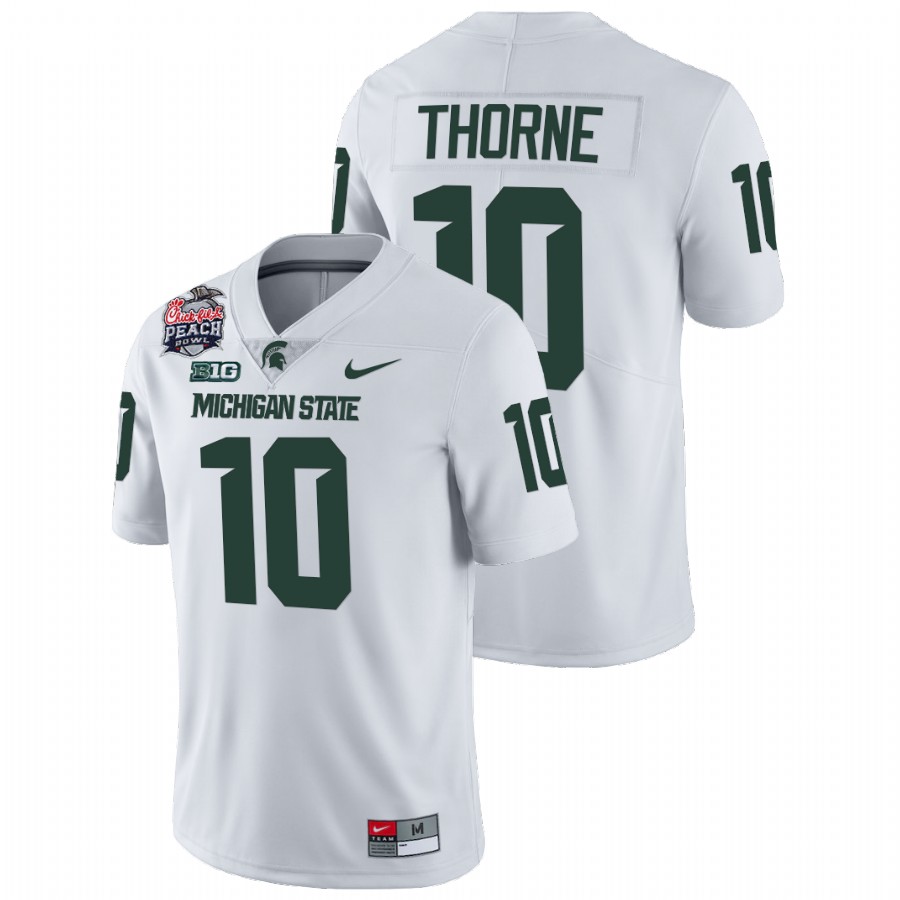 Michigan State Spartans Payton Thorne 2021 Peach Bowl White Jersey College Football Playoff 
