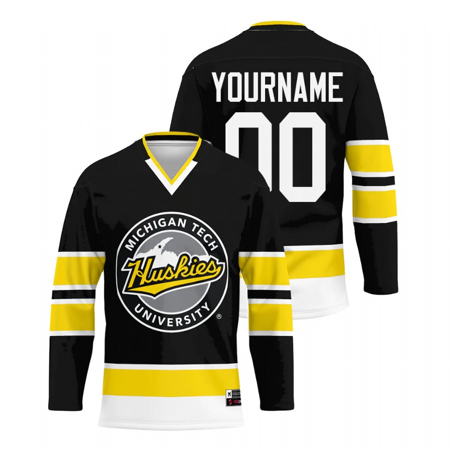 Michigan Tech Huskies College Hockey Custom Men Jersey Black