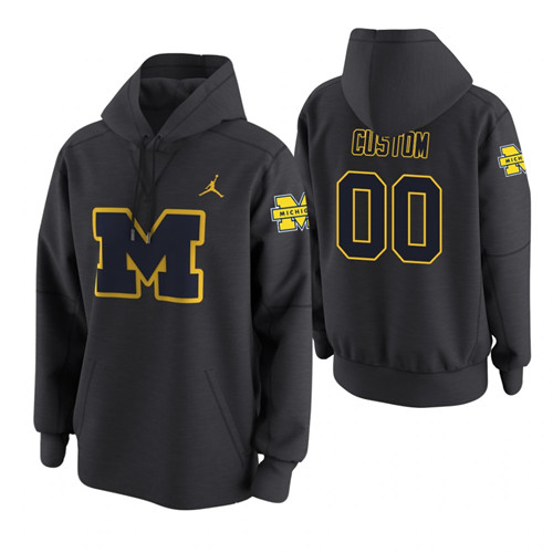 Michigan Wolverines #00 Custom Men's Anthracite College Basketball Hoodie