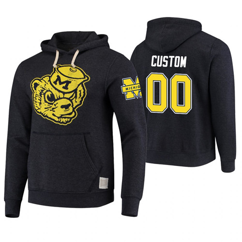 Michigan Wolverines #00 Custom Men's Black College Basketball Hoodie